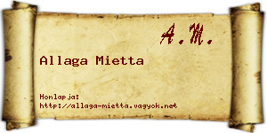 Allaga Mietta névjegykártya